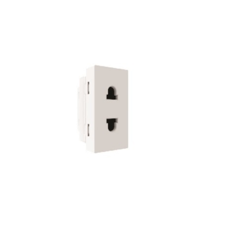 Hager 10A 2 Pin 1M Glossy White Insysta Modular Socket, WSNSK11